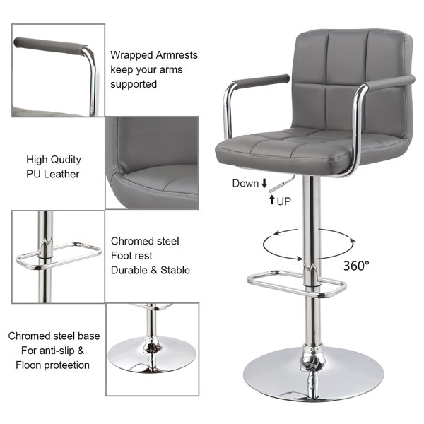 Latitude Run® Amjed Swivel Adjustable Height Bar Stool & Reviews Wayfair